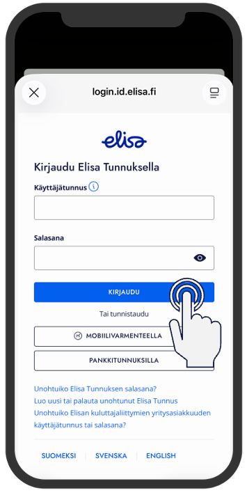 Kirjautuminen Elisa Tunnuksella